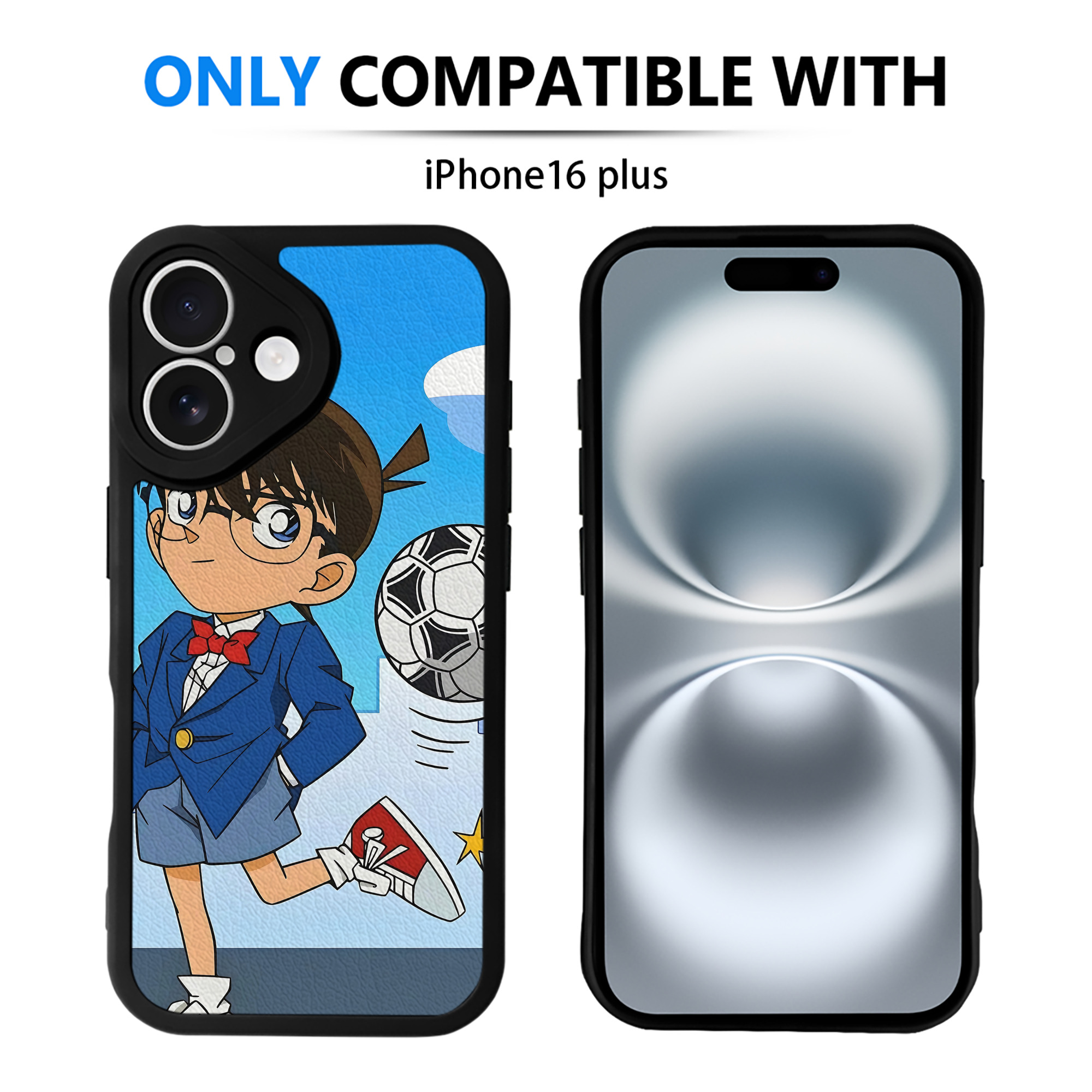 （画像用） 名探偵コナン Detective Conan 【iPhone 16シリーズ対応】シリコンスマホケース（レザー調） 材質：シリコン